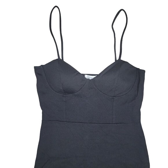Haley & June Black Spaghetti Strap structure bodycon Dress L LBD - Picture 4 of 5